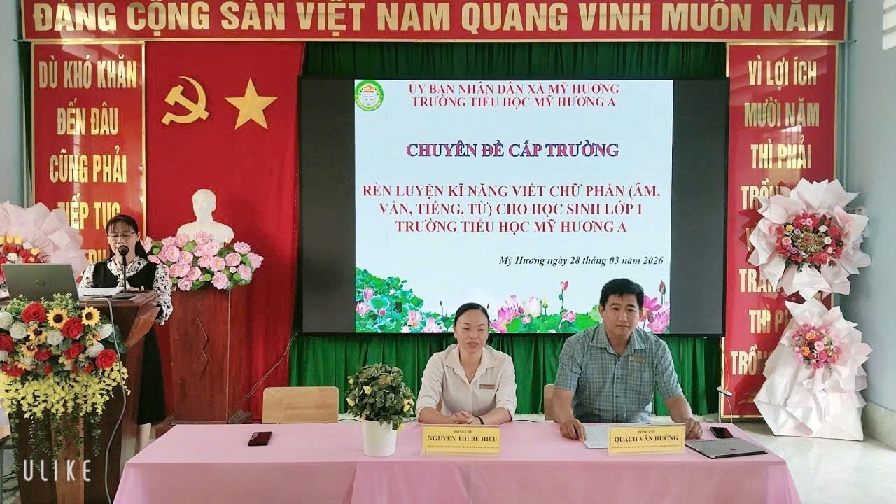 TRƯỜNG TIỂU HỌC MỸ HƯƠNG A  TỔ CHỨC SINH HOẠT CHUYÊN ĐỀ KHỐI 1 – NÂNG CAO KỸ NĂNG VIẾT CHỮ CHO HỌC SINH